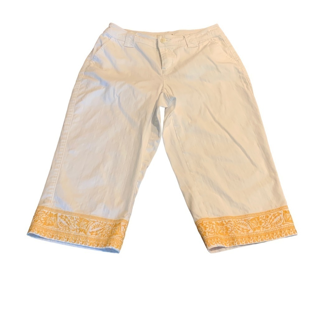 COLDWATER CREEK White Wide Leg Embroidered Jeans Size P6